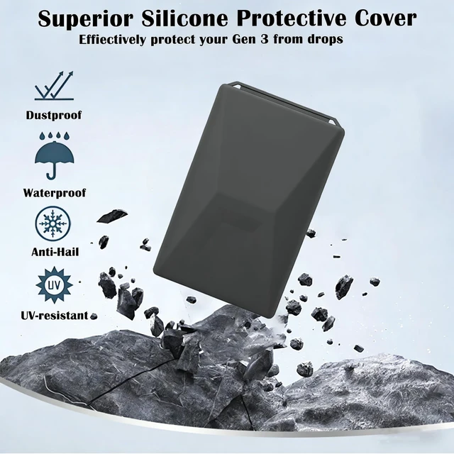Alt view image 7 of 7 - Silicone Protective Cover Case Compatible with Starlink Gen 3, Rocks, Sand and Hail Resistant, Waterproof, Shockproof Standard Accessories, for Outdoor All-Weather Protection (Black)