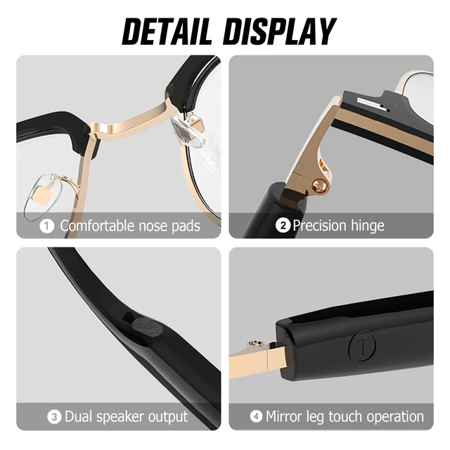 Alt view image 7 of 7 - Bluetooth Smart Glasses for Men Women Photochromic Sunglasses Smart AI Music Glass with Speakers for iPhone Android