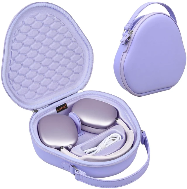 Main image of Case with Sleep Mode for Apple AirPods Max Wireless Headphones Airpods Max Smart Headphones Case, Extra Space fits Cable, Charger, Purple(PU)