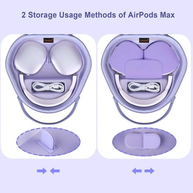 Alt view image 3 of 7 - Case with Sleep Mode for Apple AirPods Max Wireless Headphones Airpods Max Smart Headphones Case, Extra Space fits Cable, Charger, Purple(PU)