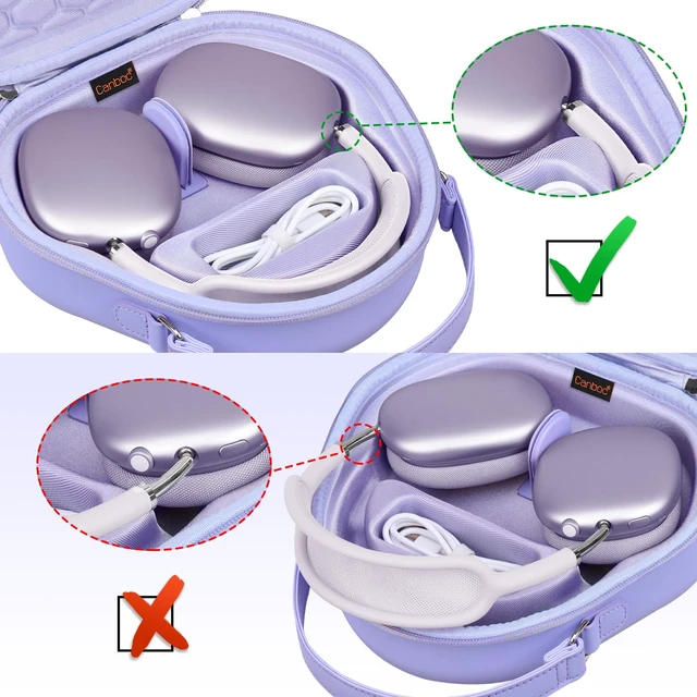 Alt view image 6 of 7 - Case with Sleep Mode for Apple AirPods Max Wireless Headphones Airpods Max Smart Headphones Case, Extra Space fits Cable, Charger, Purple(PU)