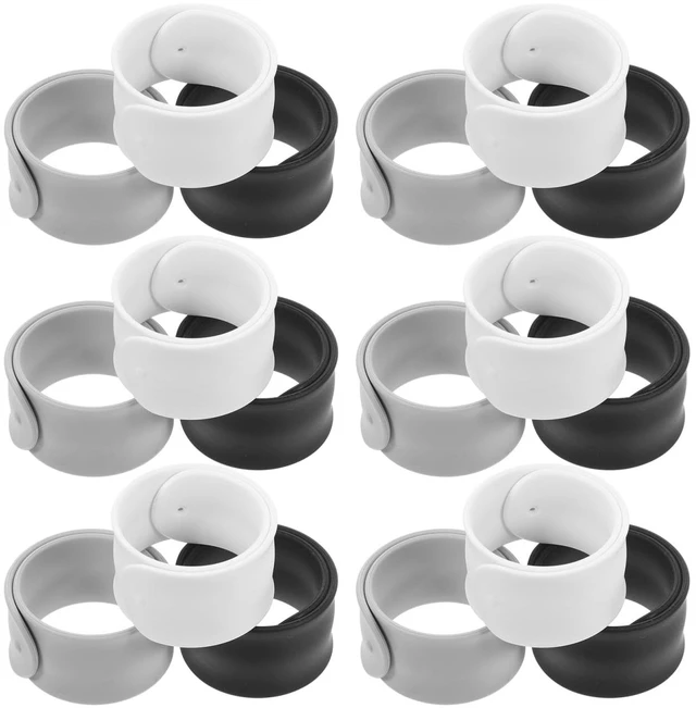 Alt view image 2 of 7 - 18 pcs Silicone Slap Bands Reusable Cable Ties 8.46 inch Slap Bracelet Cord Management for Wrapping Paper Roll Holder Home Office Vehicle Organization