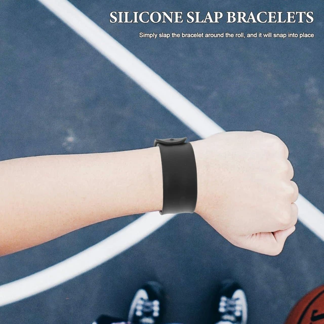 Alt view image 5 of 7 - 18 pcs Silicone Slap Bands Reusable Cable Ties 8.46 inch Slap Bracelet Cord Management for Wrapping Paper Roll Holder Home Office Vehicle Organization