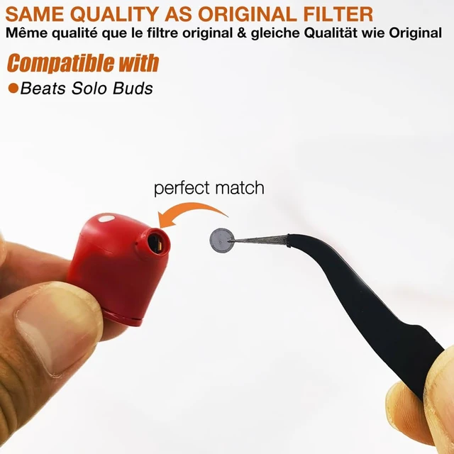 Alt view image 2 of 3 - Earbuds Dust Filter Replacement for Beats Solo Buds,Dust Mesh Eartips,10 Pieces,Includes Tool Tweezers