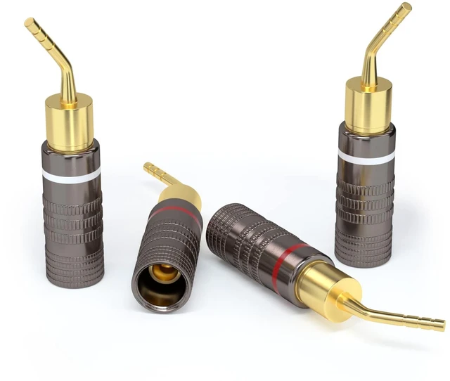 Main image of Speaker Wire Connectors, Convertible Connectors Gold Plated Speaker Pin Plugs, 2 mm Pin Banana Screw Plug for Speaker Cable (4pcs)