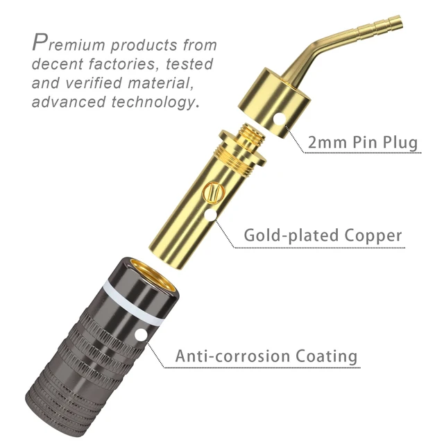 Alt view image 2 of 6 - Speaker Wire Connectors, Convertible Connectors Gold Plated Speaker Pin Plugs, 2 mm Pin Banana Screw Plug for Speaker Cable (4pcs)