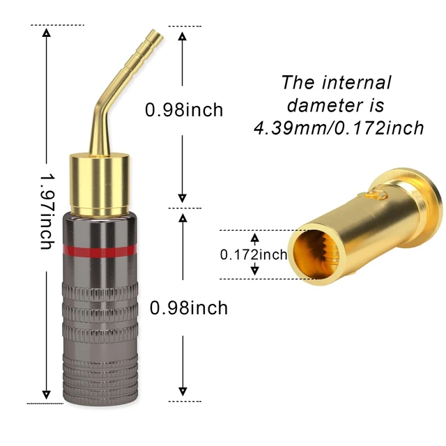 Alt view image 5 of 6 - Speaker Wire Connectors, Convertible Connectors Gold Plated Speaker Pin Plugs, 2 mm Pin Banana Screw Plug for Speaker Cable (4pcs)