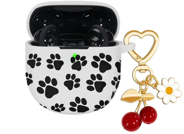 Main image of Protective Case for Bose QuietComfort Earbuds II 2022/ QuietComfort Ultra 2023 with Cute Cherry Charm Keychain, Soft Silicone Protective Case for Bose QC ii 2 Earbuds Charging Case Paw