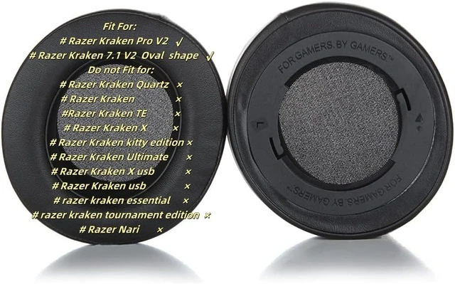 Alt view image 3 of 6 - Razer Kraken Ear Cushion Replacement Headphone Earpads Earmuffs Compatible with Razer Kraken Pro 7.1 V2 / Razer Kraken Pro V2 Headset Repair Parts- Oval (Black)