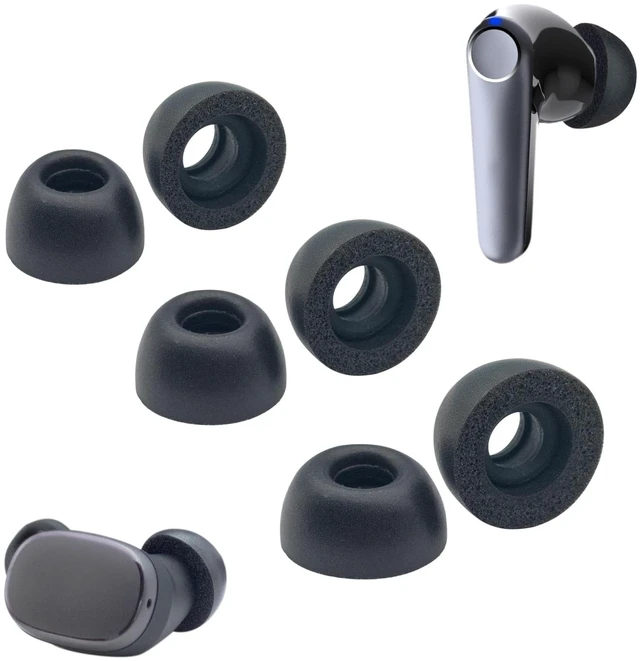 Main image of Foam Ear Tips Replacement for EarFun Free 2S, Air Pro 3, Free Pro 3 Earbuds Tips, Fit in Charging Case, 3 Pairs, S/M/L, Black