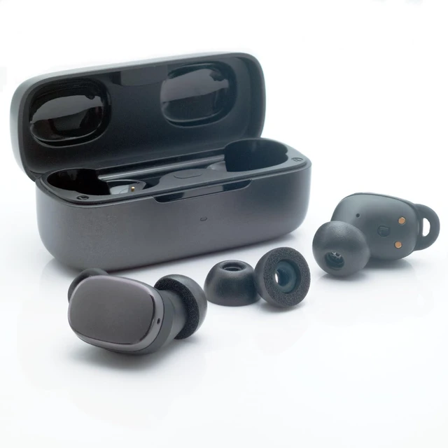 Alt view image 3 of 7 - Foam Ear Tips Replacement for EarFun Free 2S, Air Pro 3, Free Pro 3 Earbuds Tips, Fit in Charging Case, 3 Pairs, S/M/L, Black