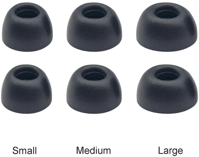 Alt view image 5 of 7 - Foam Ear Tips Replacement for EarFun Free 2S, Air Pro 3, Free Pro 3 Earbuds Tips, Fit in Charging Case, 3 Pairs, S/M/L, Black
