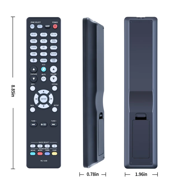 Alt view image 3 of 3 - RC-1239 Remote Replacement for Denon Home Theater AV Receiver Compatible Models: AVR-S740H RC-1253 AVR-S760H RC-1217 AVR-X3300W AVR-X1700H AVR-S940H DRA-800H AVR-X2200W AVR-X2700H
