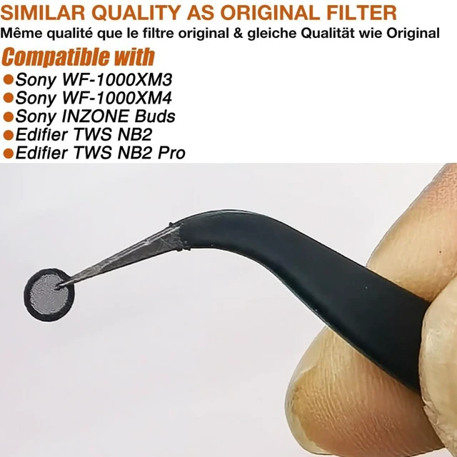Alt view image 2 of 3 - Replacement Dust Proof Filter Mesh for Sony & Edifier Earbuds Compatible with Sony WF-1000XM4 / WF-1000XM3 & Edifier TWS NB2 / NB2 Pro Earbuds,10 Pairs, Includes Tool Tweezers