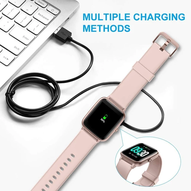 Alt view image 7 of 7 - Compatible with SOUYIE Smart Watch Charger, Magnetic Replacement Charger Compatible for SOUYIE SW-7, H69, P109, T98 Smart Watch (2 Pack-Black+Black, 4mm pins Distance)