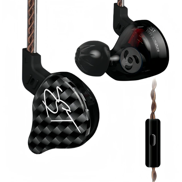 Main image of KZ ZST in Ear Earphones 1BA+1DD Hybrid Banlance Technology Armature with Dynamic with 2 Pin Detachable Cable HiFi Monitors Headphones Wired Gaming Earbuds IEM (Black, MIC)