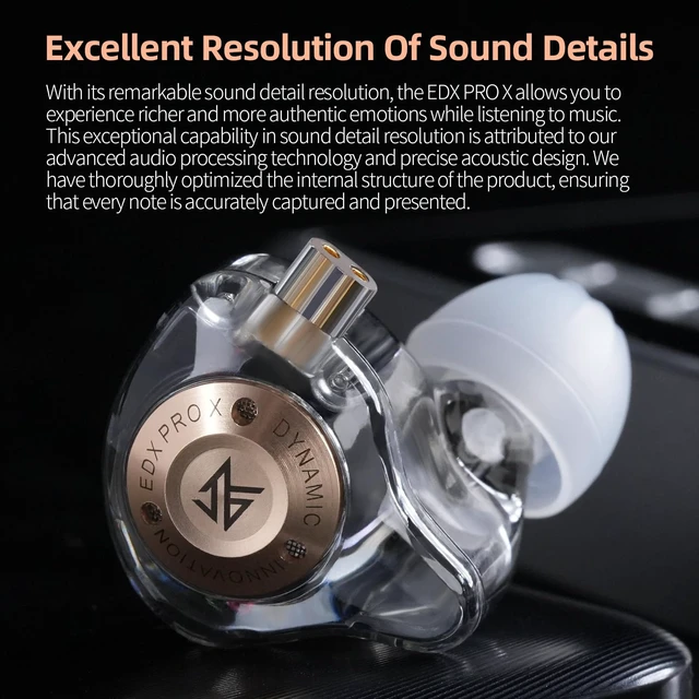 Alt view image 3 of 7 - KZ EDX PRO X HiFi in-Ear Monitor Earbuds,Sports Dynamic in-Ear Headphone 0.75 Pin Cable,Powerful Bass Earphone for Audiphiles (Translucent Gray, Without mic)