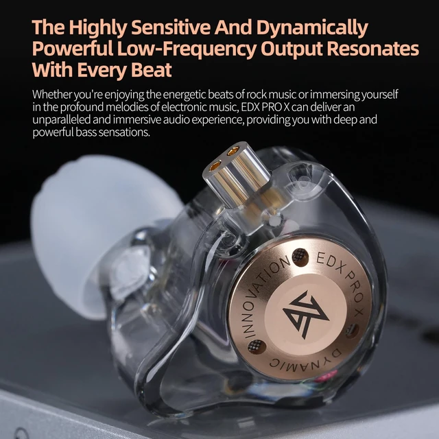 Alt view image 4 of 7 - KZ EDX PRO X HiFi in-Ear Monitor Earbuds,Sports Dynamic in-Ear Headphone 0.75 Pin Cable,Powerful Bass Earphone for Audiphiles (Translucent Gray, Without mic)