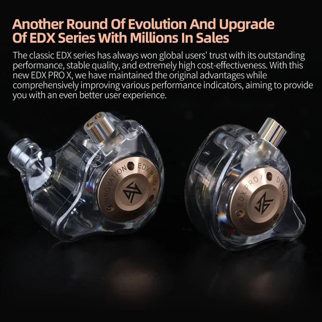 Alt view image 7 of 7 - KZ EDX PRO X HiFi in-Ear Monitor Earbuds,Sports Dynamic in-Ear Headphone 0.75 Pin Cable,Powerful Bass Earphone for Audiphiles (Translucent Gray, Without mic)