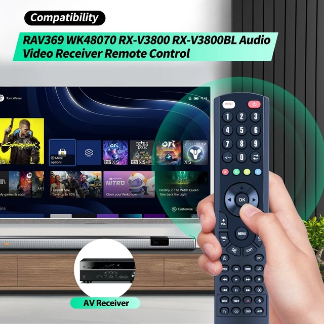 Alt view image 2 of 7 - New RAV369 WK48070 Remote Control Replacement Compatible for Yamaha AV Receiver RX-V3800 RX-V3800BL