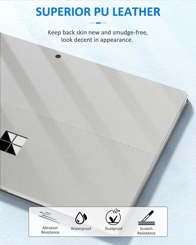 Alt view image 3 of 6 - Tablet Back Skin Stick Decal for Surface Pro 7+/7/6/5/4/LTE, Platinum PU Leather, Protective Decal Body Skin Cover for Microsoft Surface Pro 7 Plus 2021, Bubble-Free