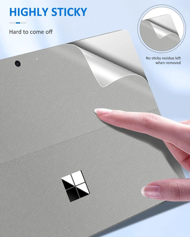 Alt view image 6 of 6 - Tablet Back Skin Stick Decal for Surface Pro 7+/7/6/5/4/LTE, Platinum PU Leather, Protective Decal Body Skin Cover for Microsoft Surface Pro 7 Plus 2021, Bubble-Free