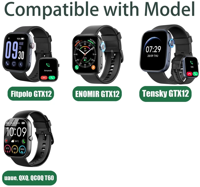 Alt view image 2 of 7 - 22mm Classic Watch Bands: Soft Silicone Sports Strap Compatible with GTX12, GTX13, T60 Smart Watches