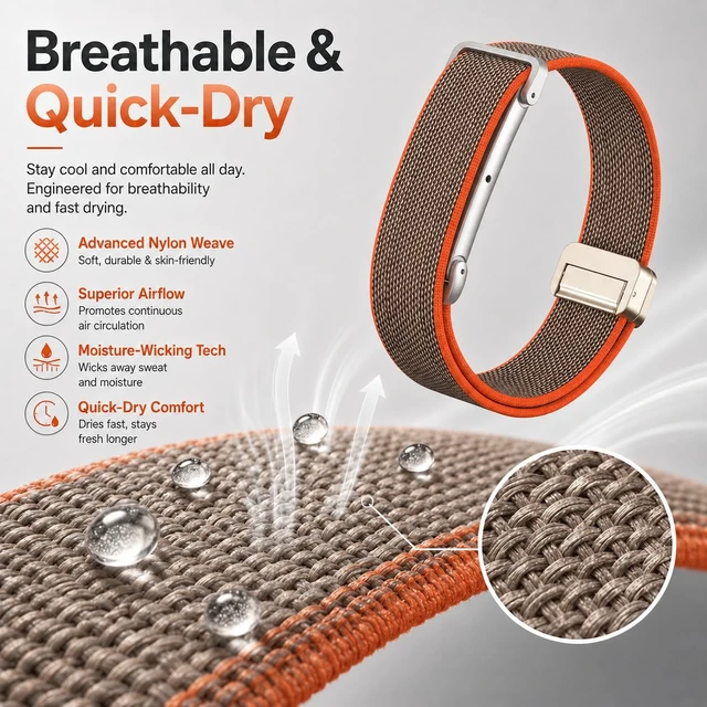 Alt view image 4 of 7 - Nylon Loop Band for Google Fitbit Air with Magnetic Clasp Upgraded Sports Soft Adjustable Replacement Strap for Fitbit Air Accessories