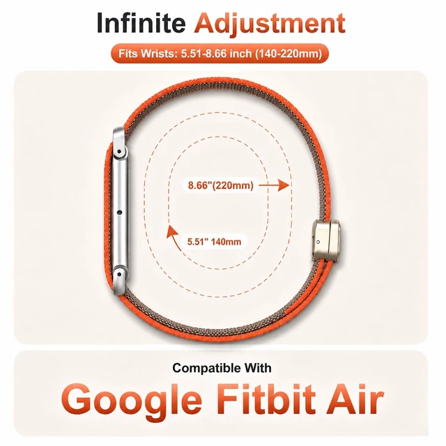 Alt view image 2 of 7 - Nylon Loop Band for Google Fitbit Air with Magnetic Clasp Upgraded Sports Soft Adjustable Replacement Strap for Fitbit Air Accessories