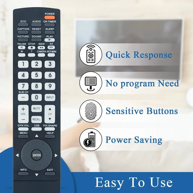 Alt view image 2 of 6 - Replacement Remote Control for Sanyo GXEB GXEA TV DP46840 DP55441 DP40142 DP50710 DP52449 DP50749 DP50740 DP52440 LCD42E30FA DP32640 DP37840 DP42840 DP26648 DP32242