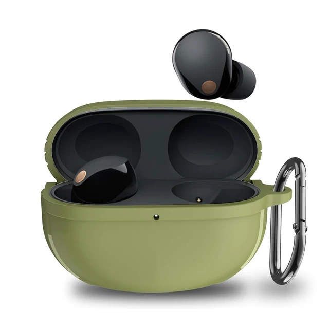 Alt view image 2 of 7 - for Sony WF-1000XM5 Case WF 1000XM5 Earbuds 2023,Shockproof TPU Protective Cover Skin Designed for Sony WF1000XM5 for Sony XM5 Wireless Earbuds with Keychain & Lanyard (Green)