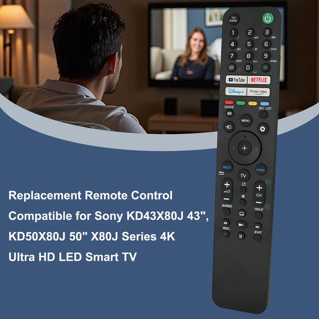 Alt view image 3 of 7 - Replacement Remote Control Controller for Sony KD43X80J 43", KD50X80J 50" X80J Series 4K Ultra HD LED Smart TV