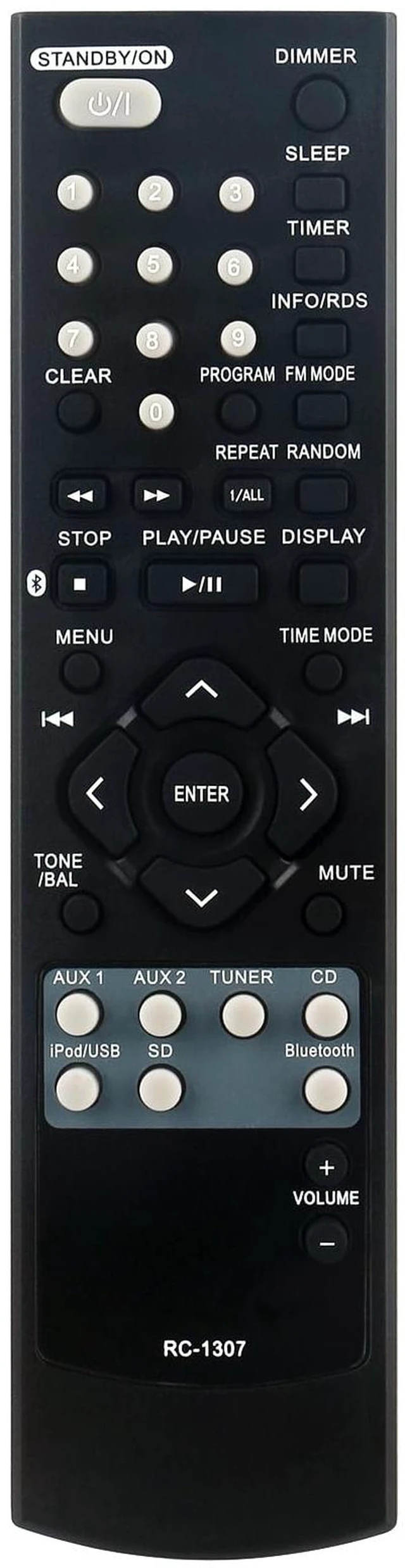 Main image of RC-1307 Replacement Remote Control Compatible with TEAC CD/USB/SD Player CR-H260i CR-H260iDAB CD Receiver
