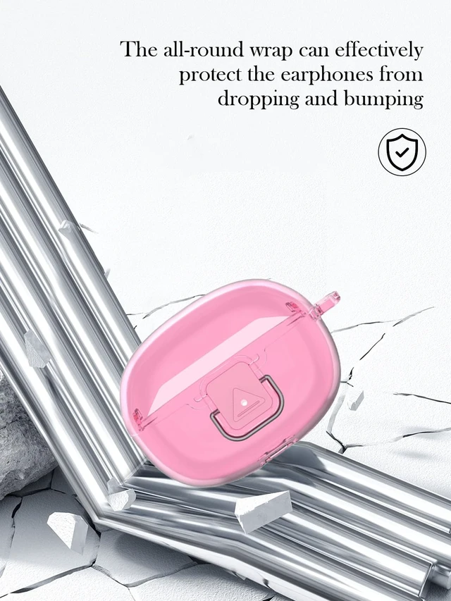Alt view image 5 of 7 - Case for SHOKZ Open Dots ONE Bluetooth Earbuds, High Transparency Soft TPU Shockproof Cover with Drop-Proof Lock,Keychain,Cleaning Kit and Lanyard-Clear Pink