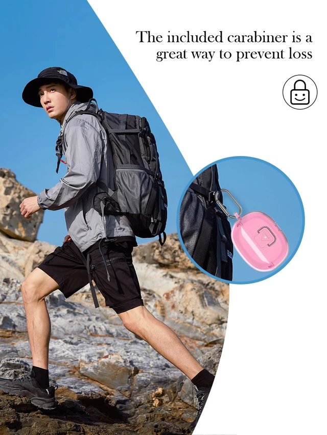 Alt view image 7 of 7 - Case for SHOKZ Open Dots ONE Bluetooth Earbuds, High Transparency Soft TPU Shockproof Cover with Drop-Proof Lock,Keychain,Cleaning Kit and Lanyard-Clear Pink