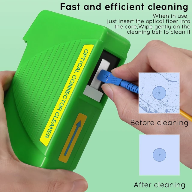 Alt view image 3 of 7 - 3-piece Fiber Optic Cleaning Tool kit,Fiber Optic Cleaning Box Suitable for SC/FC/ST/LC Ports,Cleaning Times Approximately 550 Times,Fiber Optic Cable Connector Cleaner, with 1 Spare Cleaning core