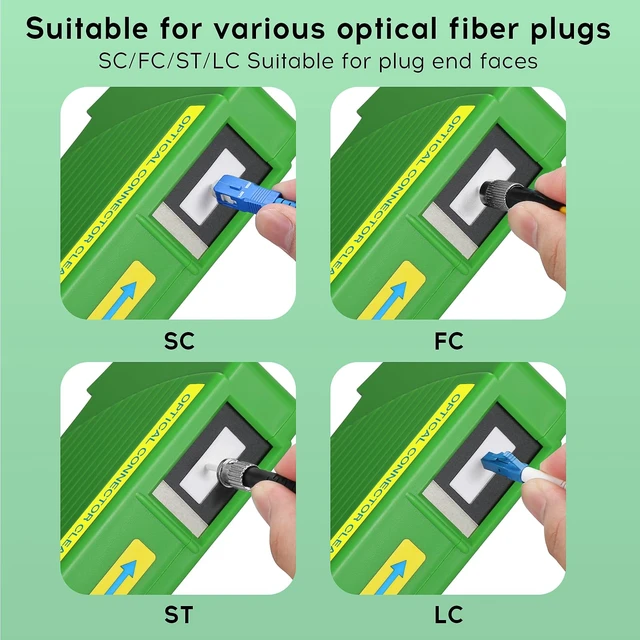 Alt view image 4 of 7 - 3-piece Fiber Optic Cleaning Tool kit,Fiber Optic Cleaning Box Suitable for SC/FC/ST/LC Ports,Cleaning Times Approximately 550 Times,Fiber Optic Cable Connector Cleaner, with 1 Spare Cleaning core