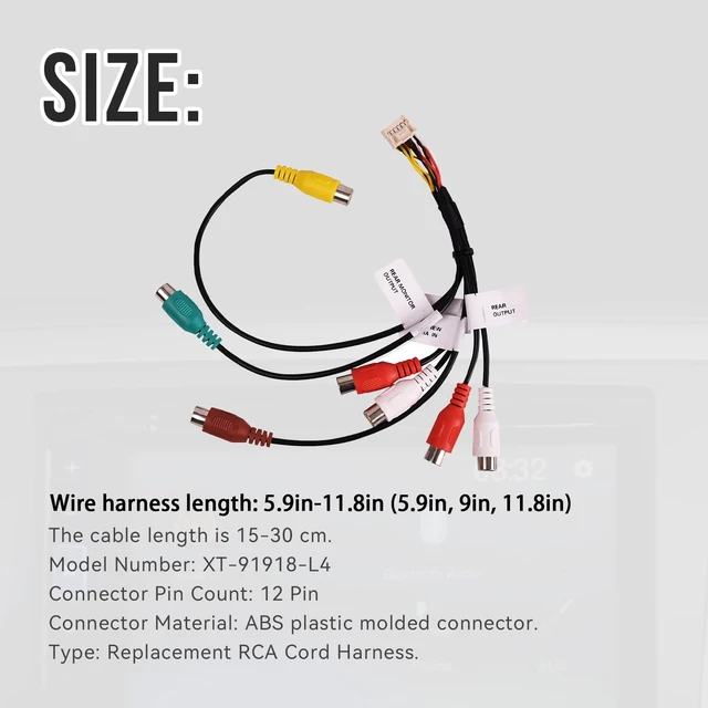 Alt view image 5 of 7 - XT-91918-L4 12Pin AV RCA Harness,with Mark Plug and Play Fit for Pioneer AVH240EX AVH241EX DMH130BT DMH240EX DMH241EX DMH340EX DMH341EX DMH342EX Models Car Stereo Radio