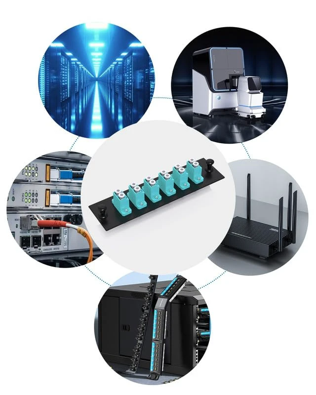 Alt view image 7 of 7 - 12 Fiber OM3/OM4 Patch Panel 6×Duplex LC Fiber Optic Coupler,LC UPC LGX Footprint Patch Panel with LC to LC Fiber Optic Adapter Connectors -Supports 1U Rack Systems