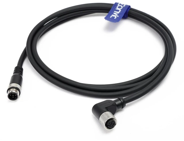 Main image of Industrial M12 5 Pin Female Right Angle to Straight Male Aviation Sensor Connector Electrical PVC Cable 2M