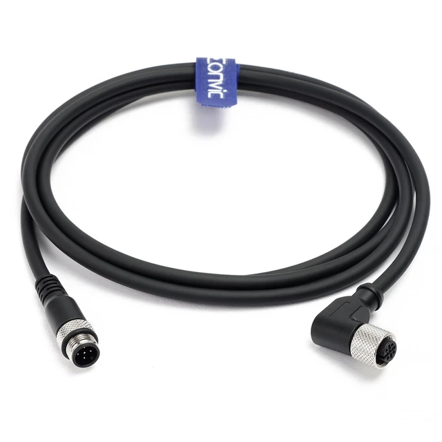 Alt view image 2 of 7 - Industrial M12 5 Pin Female Right Angle to Straight Male Aviation Sensor Connector Electrical PVC Cable 2M