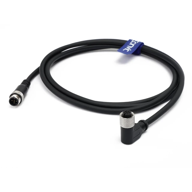 Alt view image 3 of 7 - Industrial M12 5 Pin Female Right Angle to Straight Male Aviation Sensor Connector Electrical PVC Cable 2M