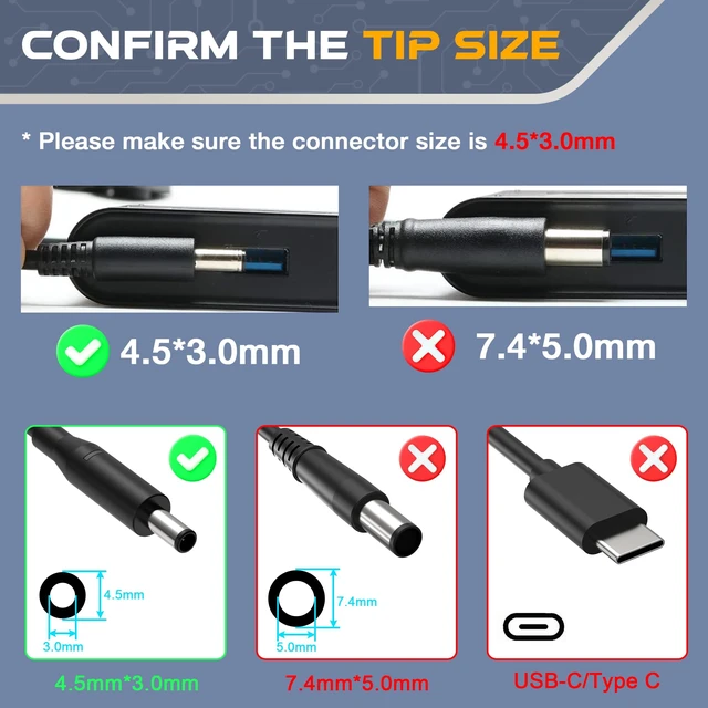 Alt view image 2 of 6 - 130W Laptop Charger Compatible with Dell XPS 15 9530 7590 9550 9560 9570 Precision M3800 5510 5520 5530 Inspiron 7347 7348 7459 HA130PM130 DA130PM130 Power Supply Cord