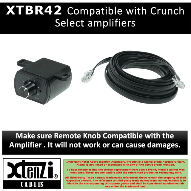 Alt view image 4 of 5 - Amplifier Bass Volume Knob Control Remote XTBR42 Compatible with Crunch GP-2500.1, GP-3500.1D, GP-1500.1