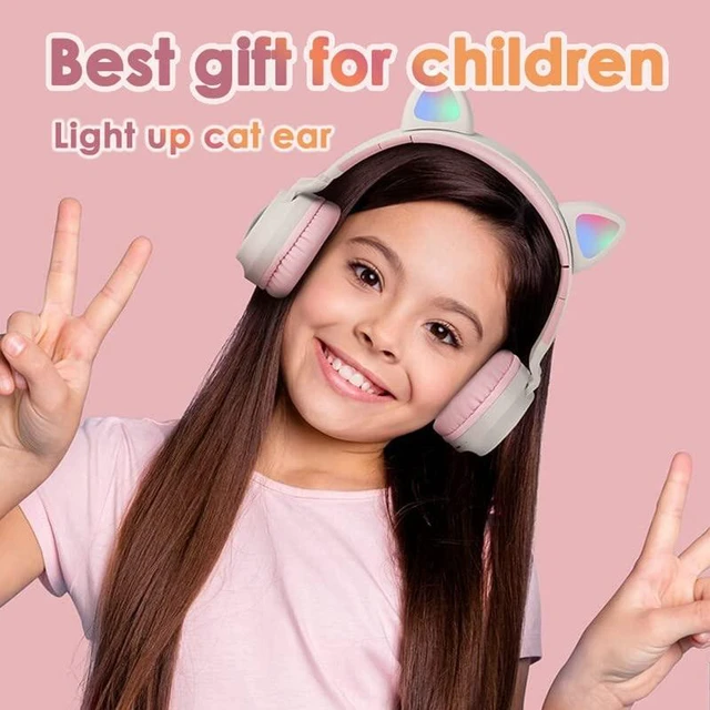 Alt view image 5 of 7 - Cat Ear Kids Bluetooth Headphones Wired with Mic for School - Wireless Boy Girls Noise Cancelling Bluetooth Headphones Foldable Children Headsets for iPad Kindle Airplane Travel Tablet (Beige Pink)