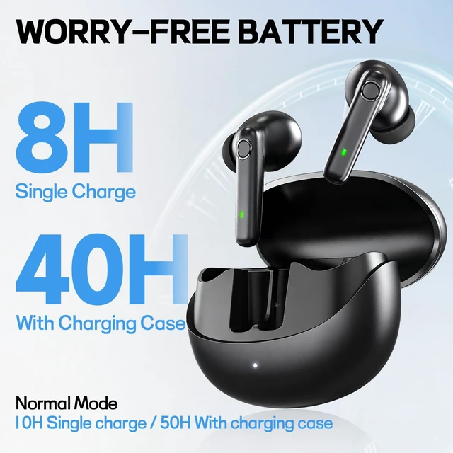 Alt view image 2 of 7 - Wireless Earbuds, Hi-Fi Stereo Sound Bluetooth Earbuds with 6-Mic ENC for Clear Calls, IPX7 Waterproof Sport, 40H Playtime with Fast Charging Case, Ergonomic Design for All-Day Comfort