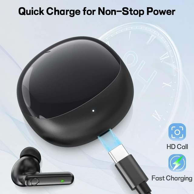 Alt view image 7 of 7 - Wireless Earbuds, Hi-Fi Stereo Sound Bluetooth Earbuds with 6-Mic ENC for Clear Calls, IPX7 Waterproof Sport, 40H Playtime with Fast Charging Case, Ergonomic Design for All-Day Comfort