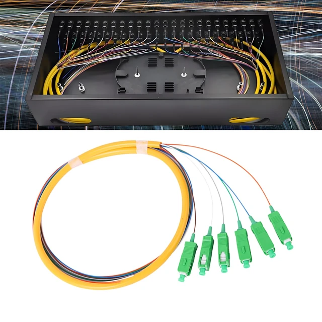 Alt view image 4 of 6 - 6 Strand SC/APC Singlemode Fiber Optic Pigtail, 4 Packs 1.2m length, low loss, Singlemode Fiber Pigtail for Networks Communication System