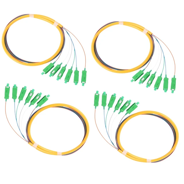 Main image of 6 Strand SC/APC Singlemode Fiber Optic Pigtail, 4 Packs 1.2m length, low loss, Singlemode Fiber Pigtail for Networks Communication System