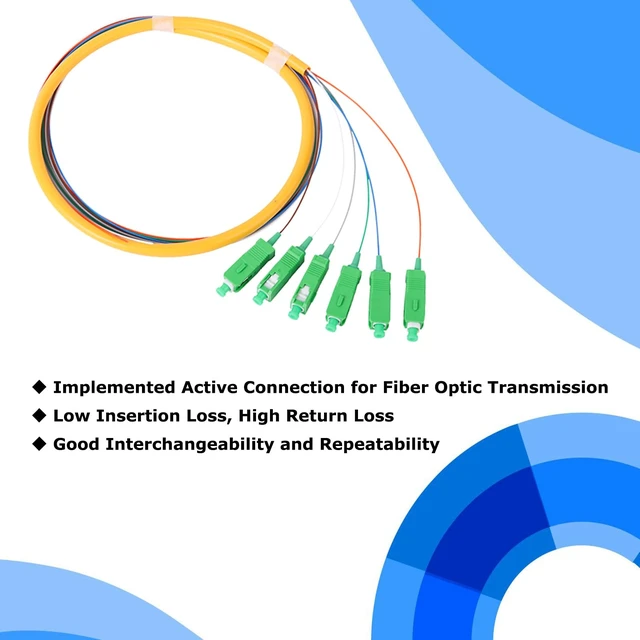 Alt view image 2 of 6 - 6 Strand SC/APC Singlemode Fiber Optic Pigtail, 4 Packs 1.2m length, low loss, Singlemode Fiber Pigtail for Networks Communication System